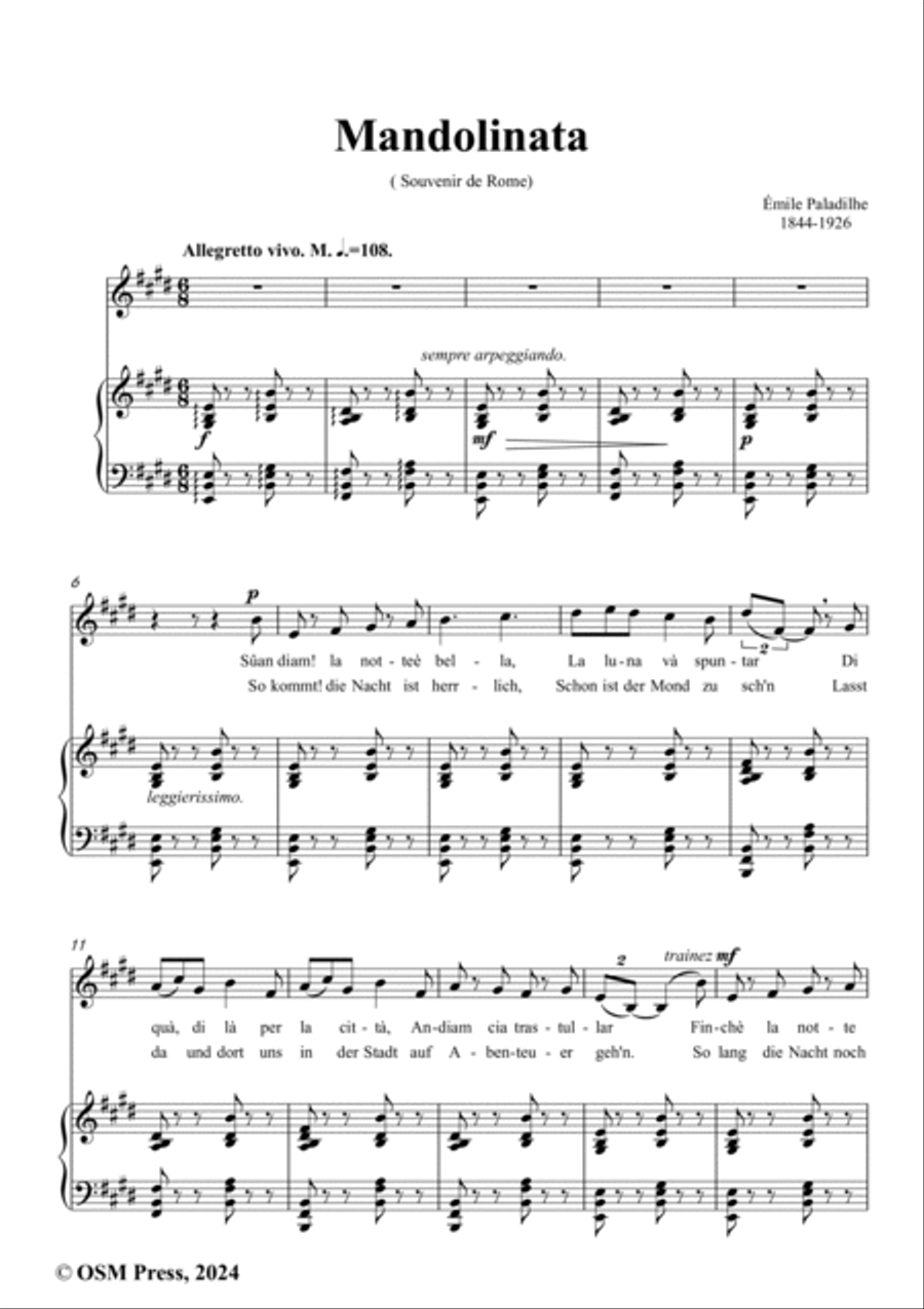 Paladilhe-Mandolinata( Souvenir de Rome),in E Major Voice scores gallery preview page 2