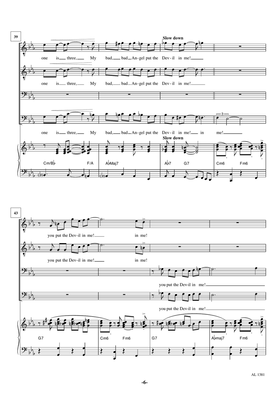 My Angel Put The Devil In Me TTBB scores gallery preview page 6