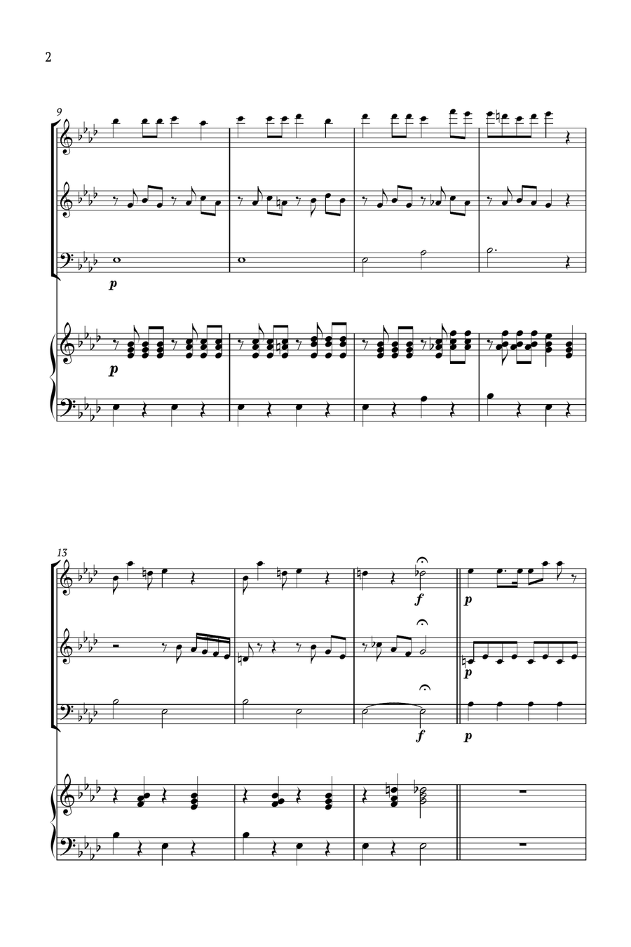 Piano Concerto No.24 Larghetto Small Ensemble scores gallery preview page 2