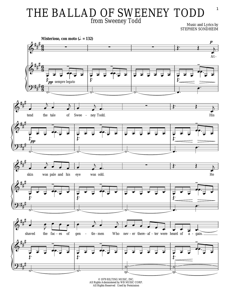 The Ballad Of Sweeney Todd Piano, Vocal scores gallery preview page 1