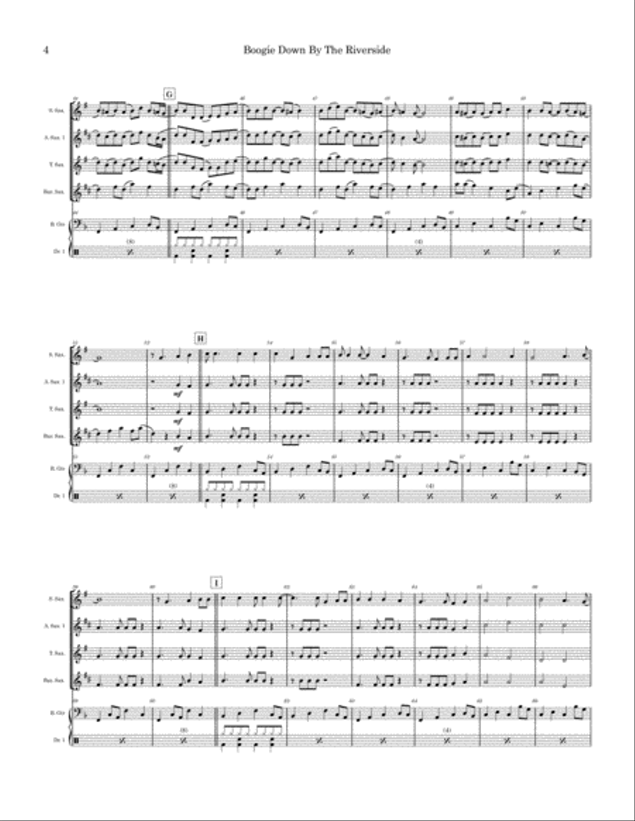 Boogie Down By The Riverside (Saxophone Quartet) Saxophone Quartet scores gallery preview page 4