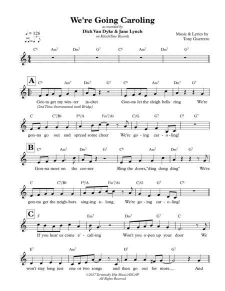 We're Going Caroling (as recorded by Dick Van Dyke & Jane Lynch) - LEAD SHEET image number null