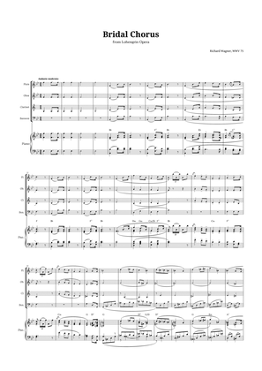 Bridal Chorus by Wagner for Woodwind Quartet and Piano with Chords