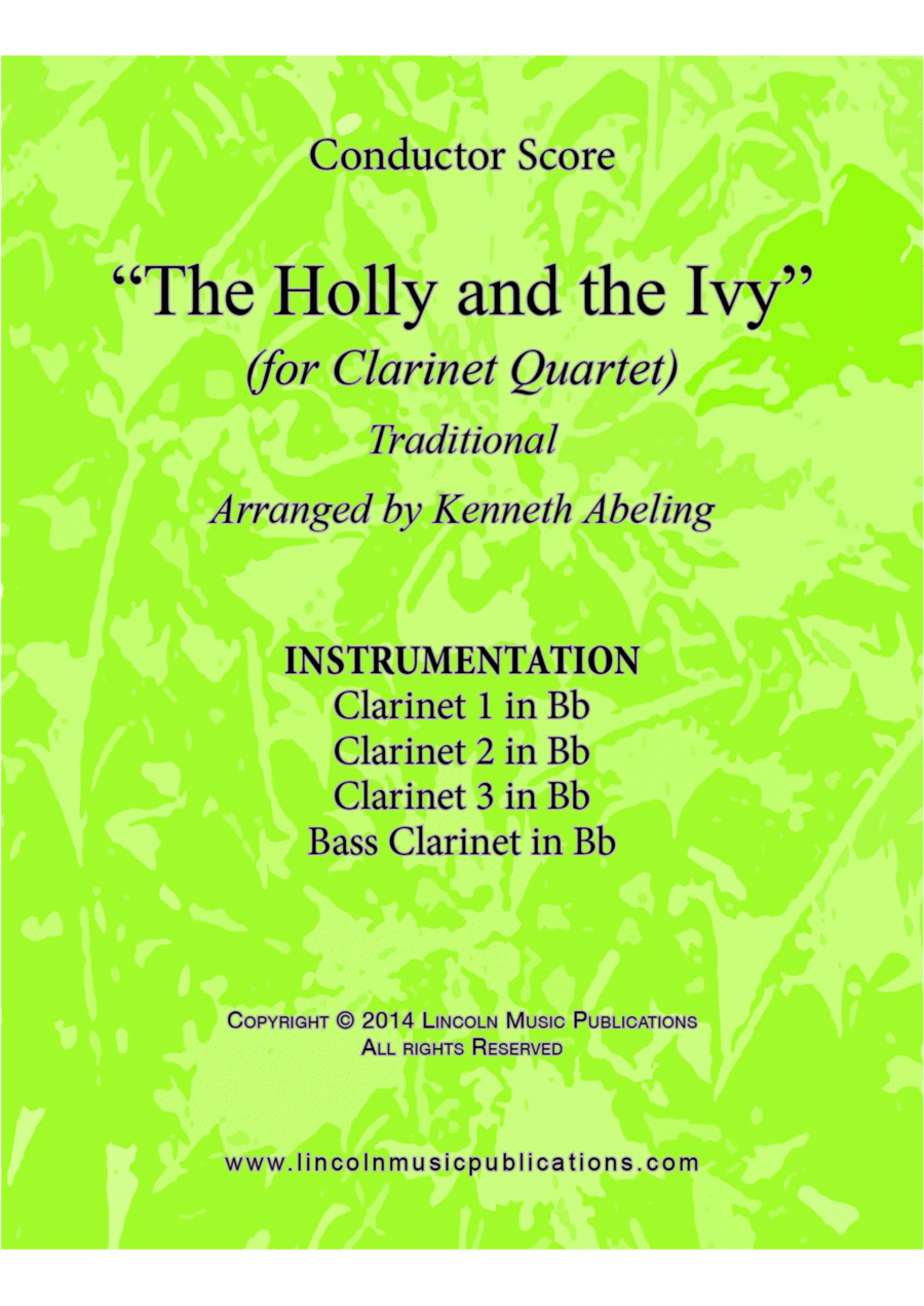 The Holly and the Ivy (for Clarinet Quartet) Clarinet Quartet scores gallery preview page 1