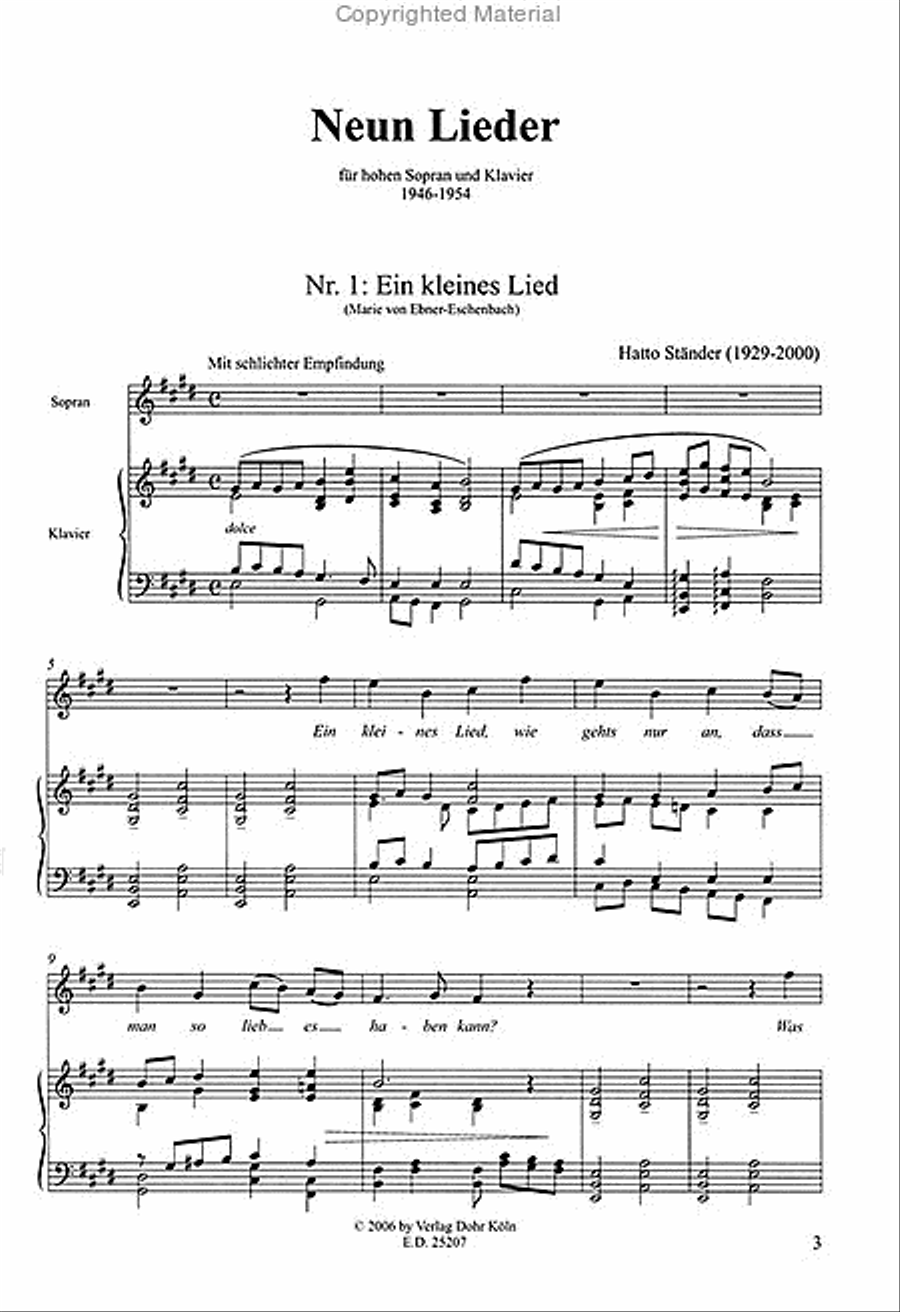 Neun Lieder für hohen Sopran und Klavier (1946-1954) Soprano Voice scores gallery preview page 2