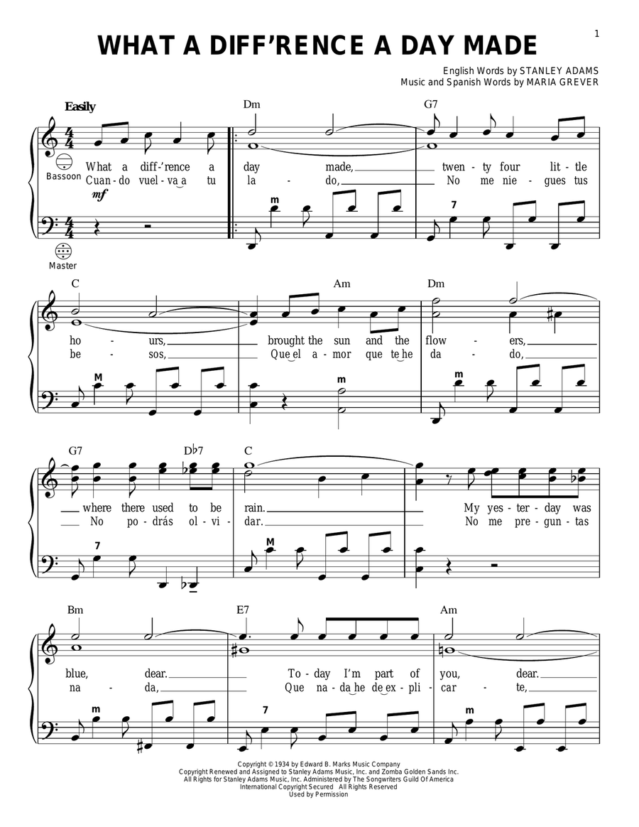 What A Diff'rence A Day Made Accordion scores gallery preview page 1