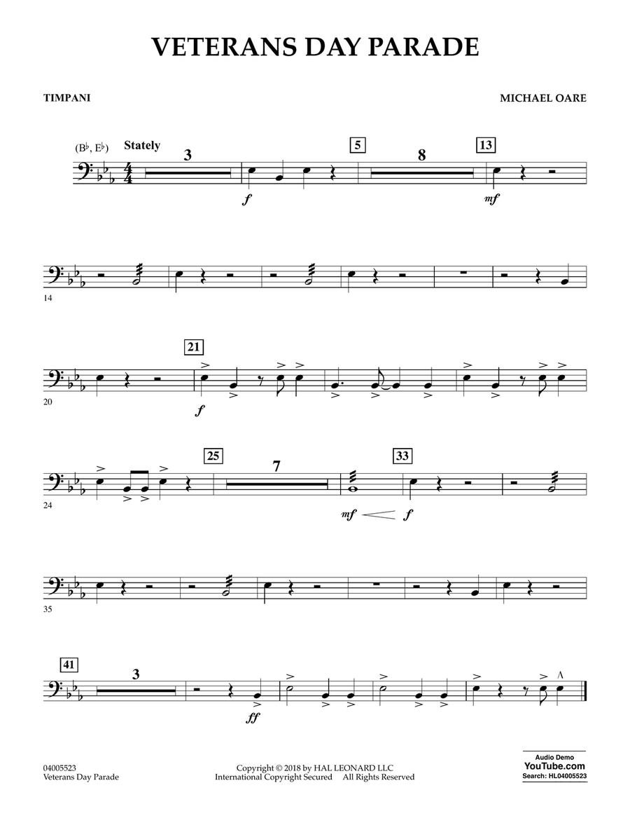 Veterans Day Parade - Timpani Concert Band scores gallery preview page 1