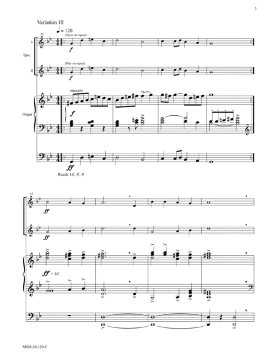 Fanfare and Variations on Noël Nouvelet Trumpet Duet scores gallery preview page 5