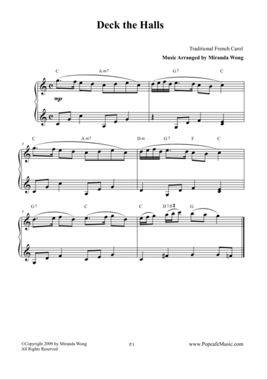 Deck the Hall - Easy Christmas Piano Solo Deck the Hall - Easy Christmas Piano Solo Easy Piano scores gallery preview page 1
