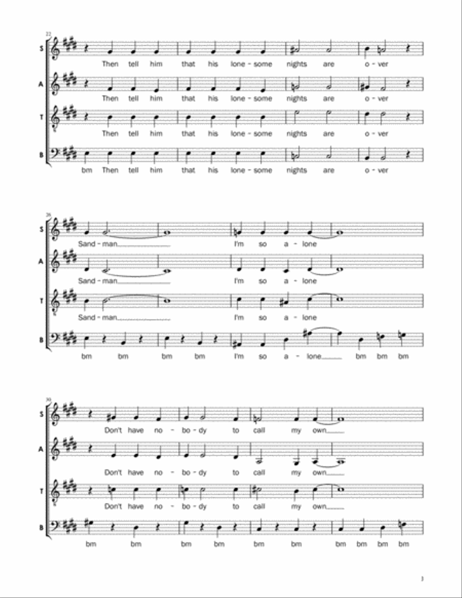 Mister Sandman 4-Part scores gallery preview page 3