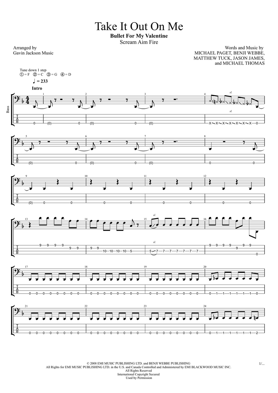 Take It Out On Me Guitar Tablature scores gallery preview page 1
