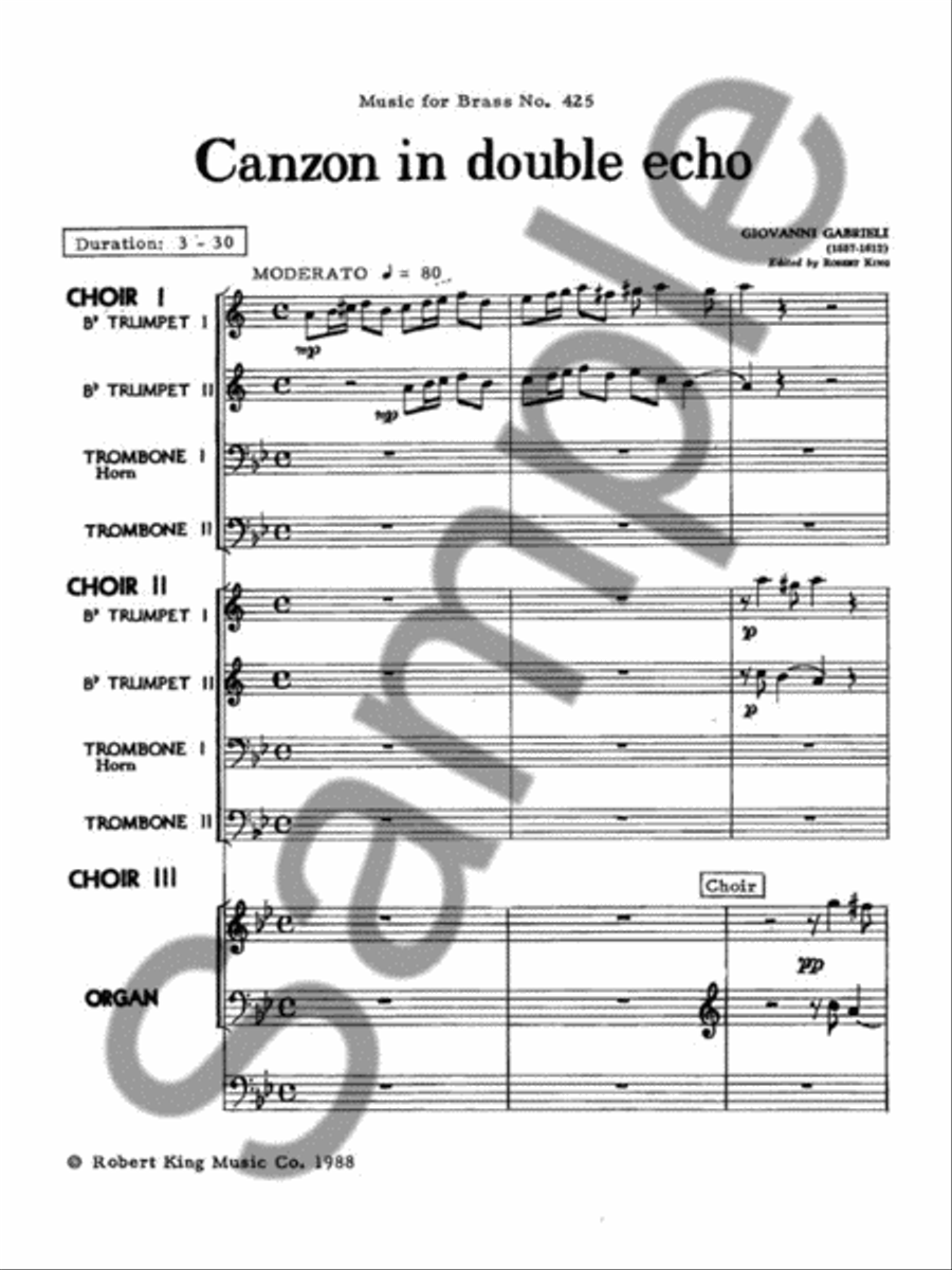 Canzon En Double Echo (2 Ensembles) (ensemble-mixed 8 Or More) School and Community scores gallery preview page 2
