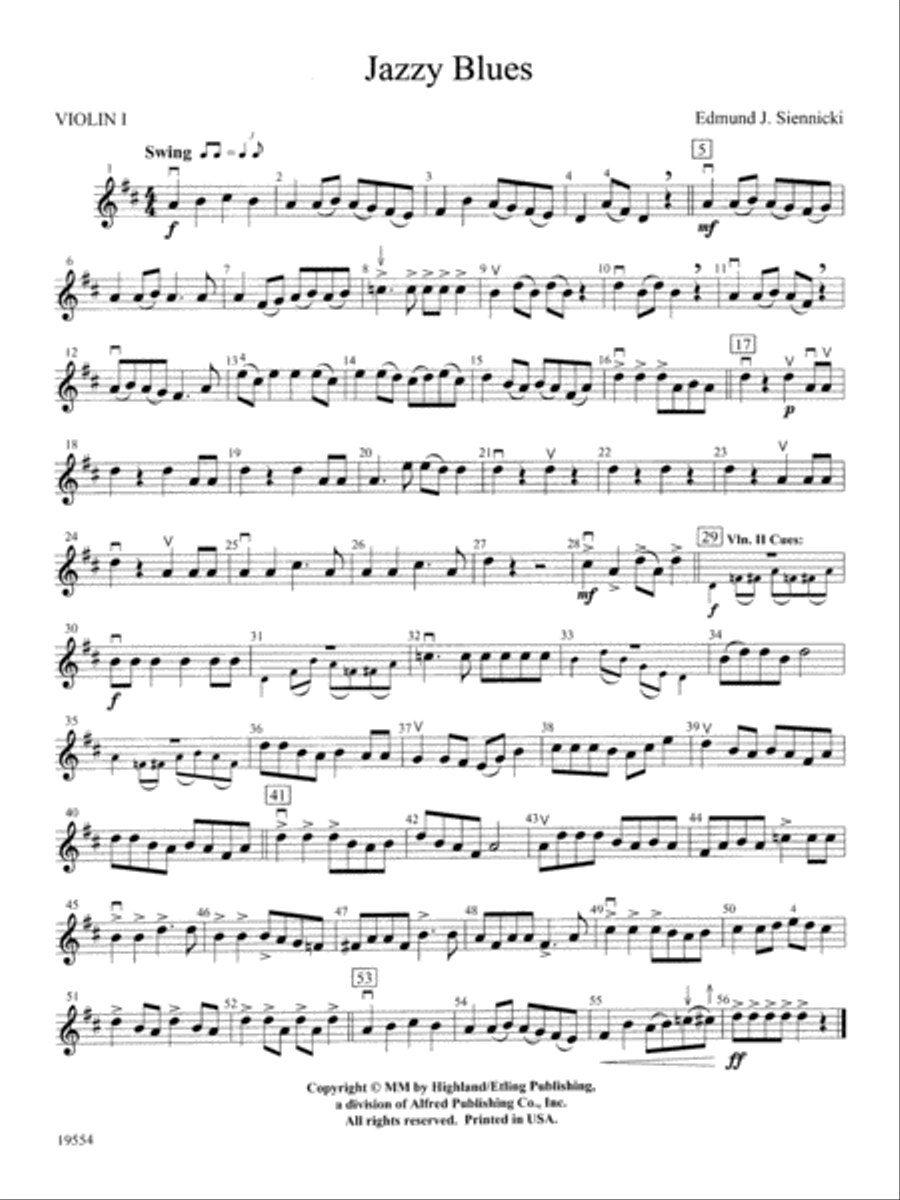 Jazzy Blues: 1st Violin String Orchestra scores gallery preview page 1