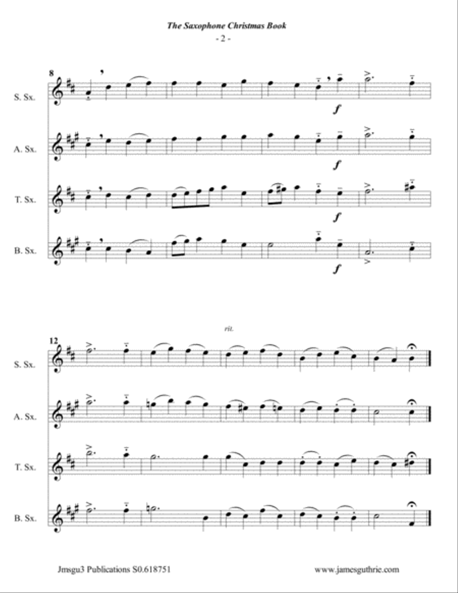 Guthrie: The Saxophone Choir Christmas Book Tenor Saxophone scores gallery preview page 2