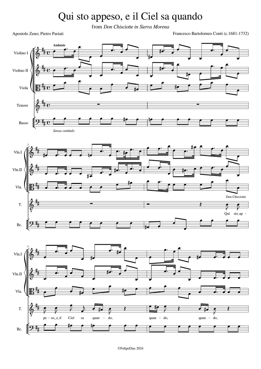 Qui sto appeso e il Ciel sa quando (Don Chisciotte) SA scores gallery preview page 1