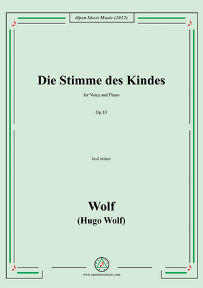 Book cover for Wolf-Die Stimme des Kindes,in d minor,Op.10(IHW 39)