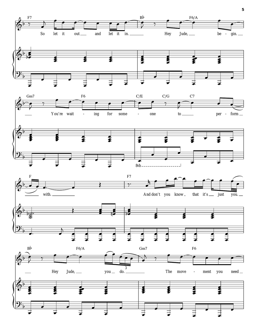 Hey Jude Piano, Vocal scores gallery preview page 5