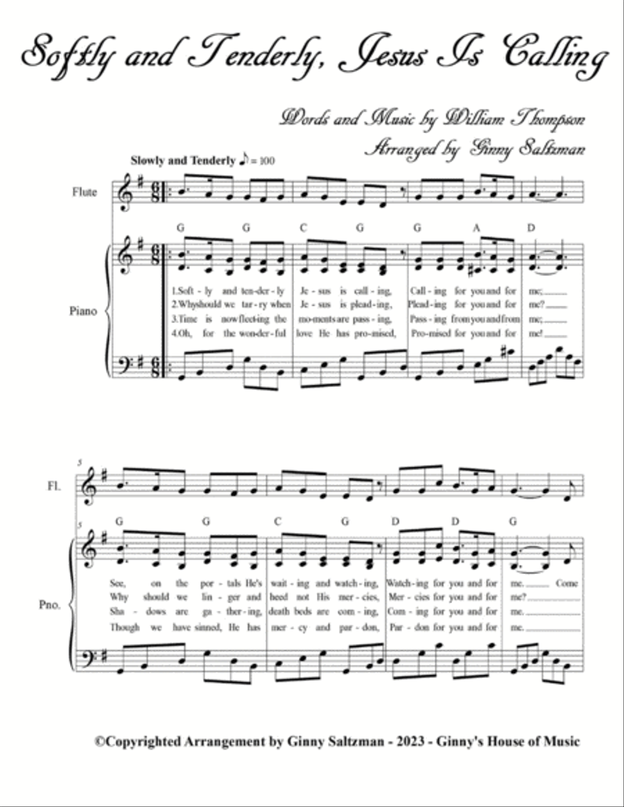Softly and Tenderly, Jesus Is Calling, and Lord, I'm Coming Home Piano, Vocal, Guitar scores gallery preview page 2