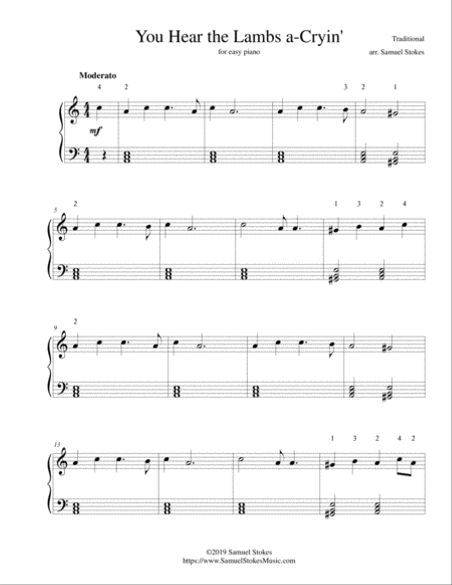 You Hear the Lambs a-Cryin' - for easy piano Easy Piano scores gallery preview page 1