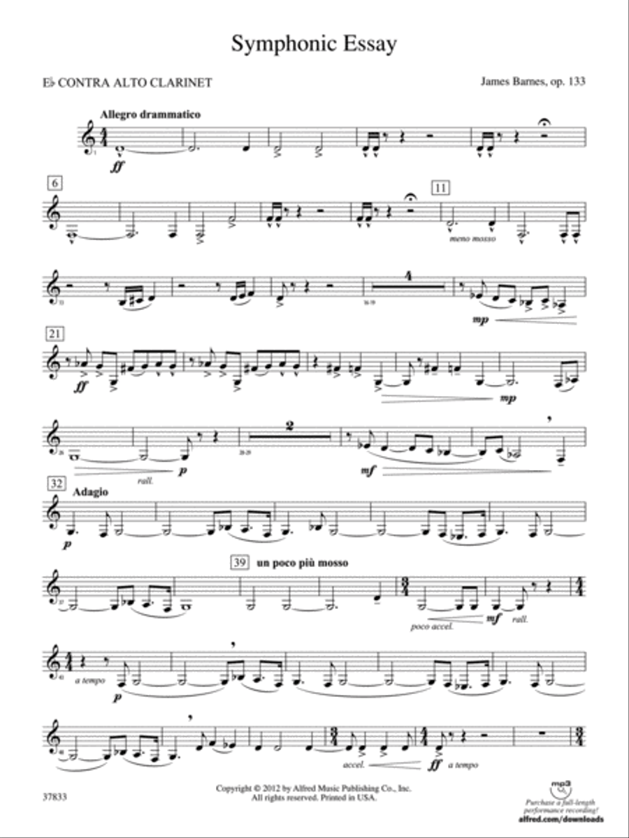 Symphonic Essay: E-flat Contra-Alto Clarinet Concert Band scores gallery preview page 1