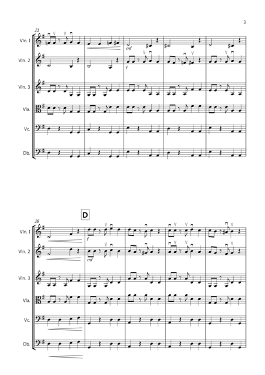 Tango Al Fresco for Beginning String Orchestra String Quartet scores gallery preview page 3