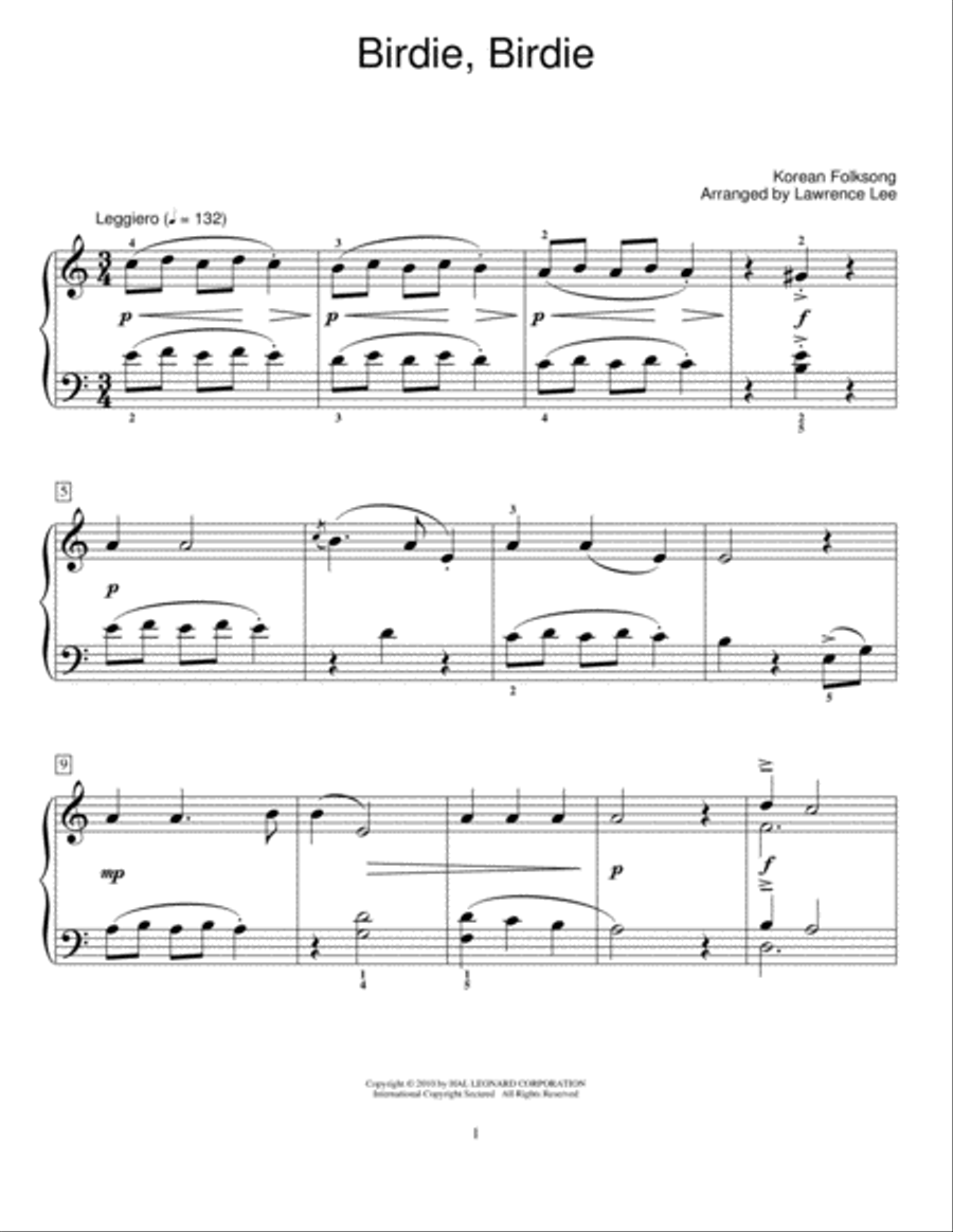 Birdie, Birdie Birdie, Birdie Piano Method scores gallery preview page 1