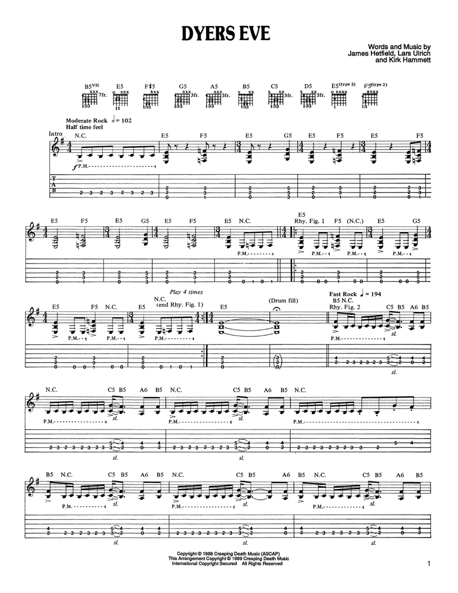 Dyers Eve Acoustic Guitar scores gallery preview page 1