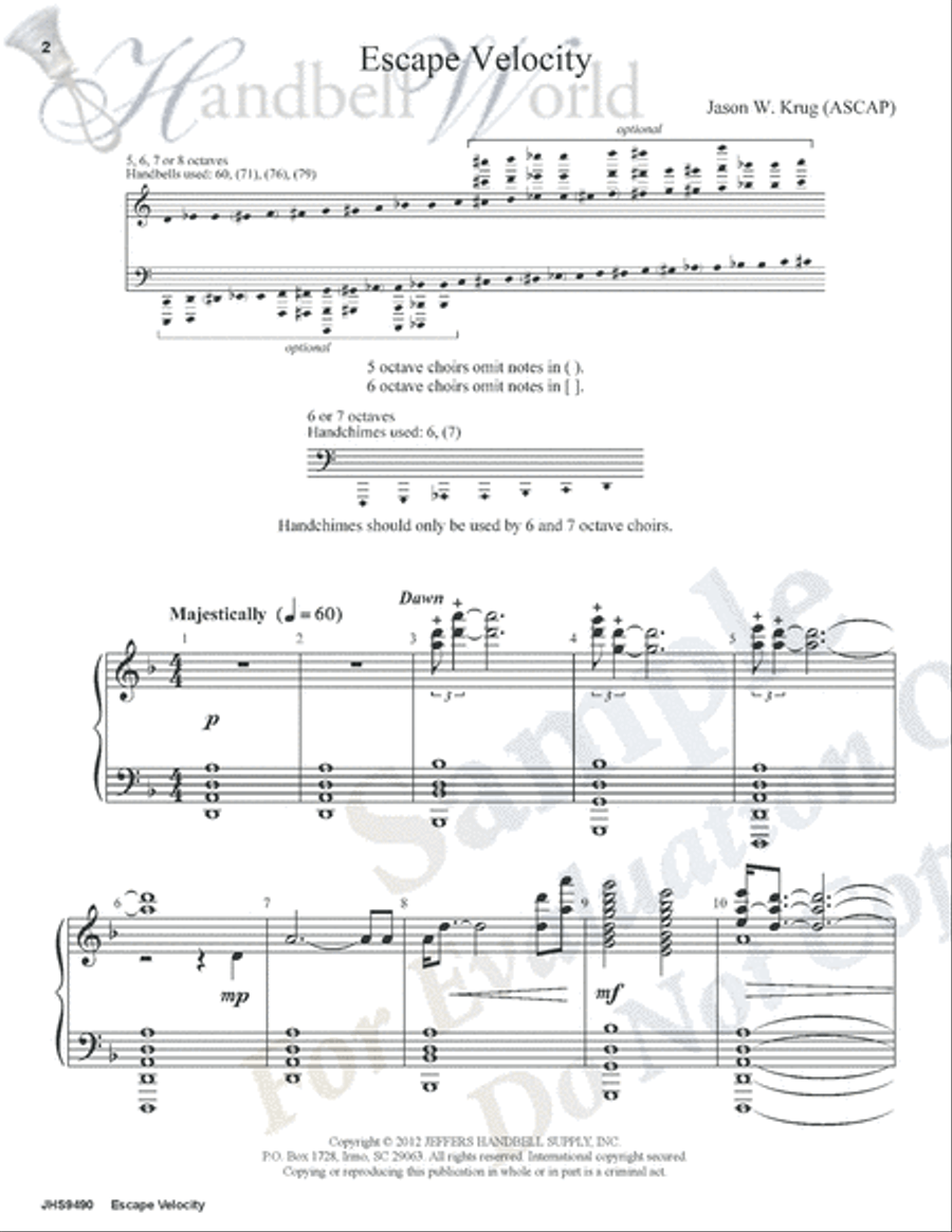 Escape Velocity Handbell Choir scores gallery preview page 2