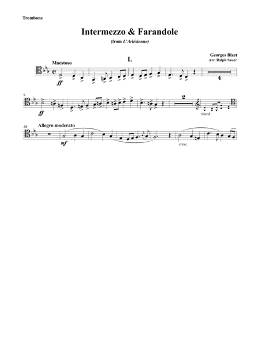Intermezzo & Farandole for Trombone and Piano Piano Accompaniment scores gallery preview page 2