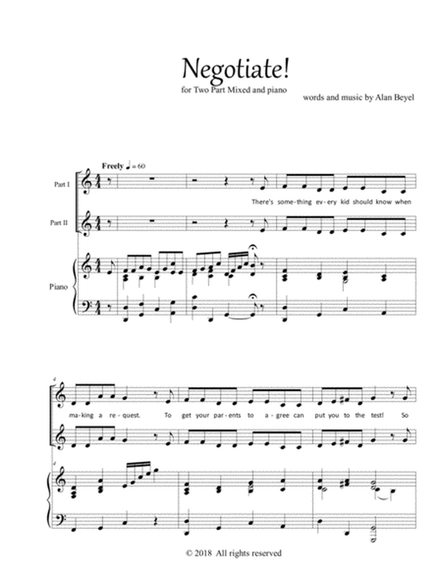 Negotiate! (2-Part Mixed and piano) 7 pages. image number null