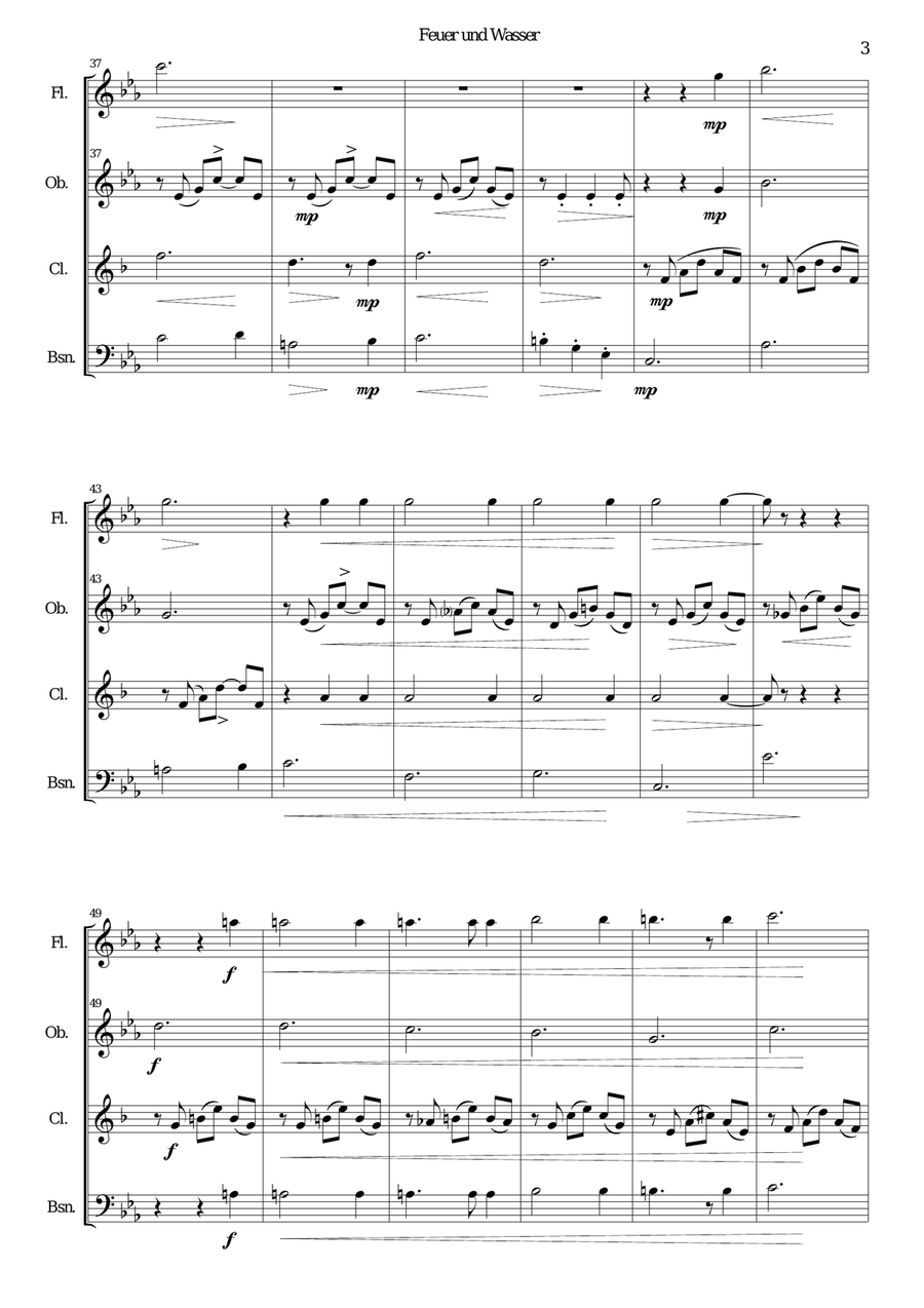 Feuer und Wasser (Fire and Water) for wind quartet Woodwind Quartet scores gallery preview page 3