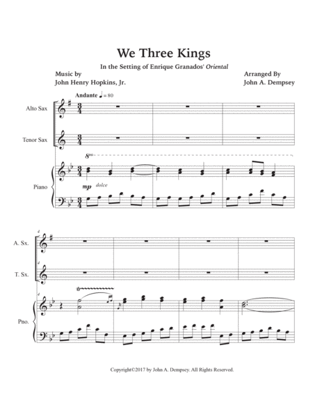 We Three Kings (Trio for Alto Sax, Tenor Sax and Piano) image number null