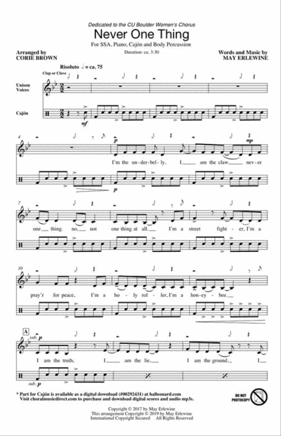 Never One Thing SSA scores gallery preview page 4