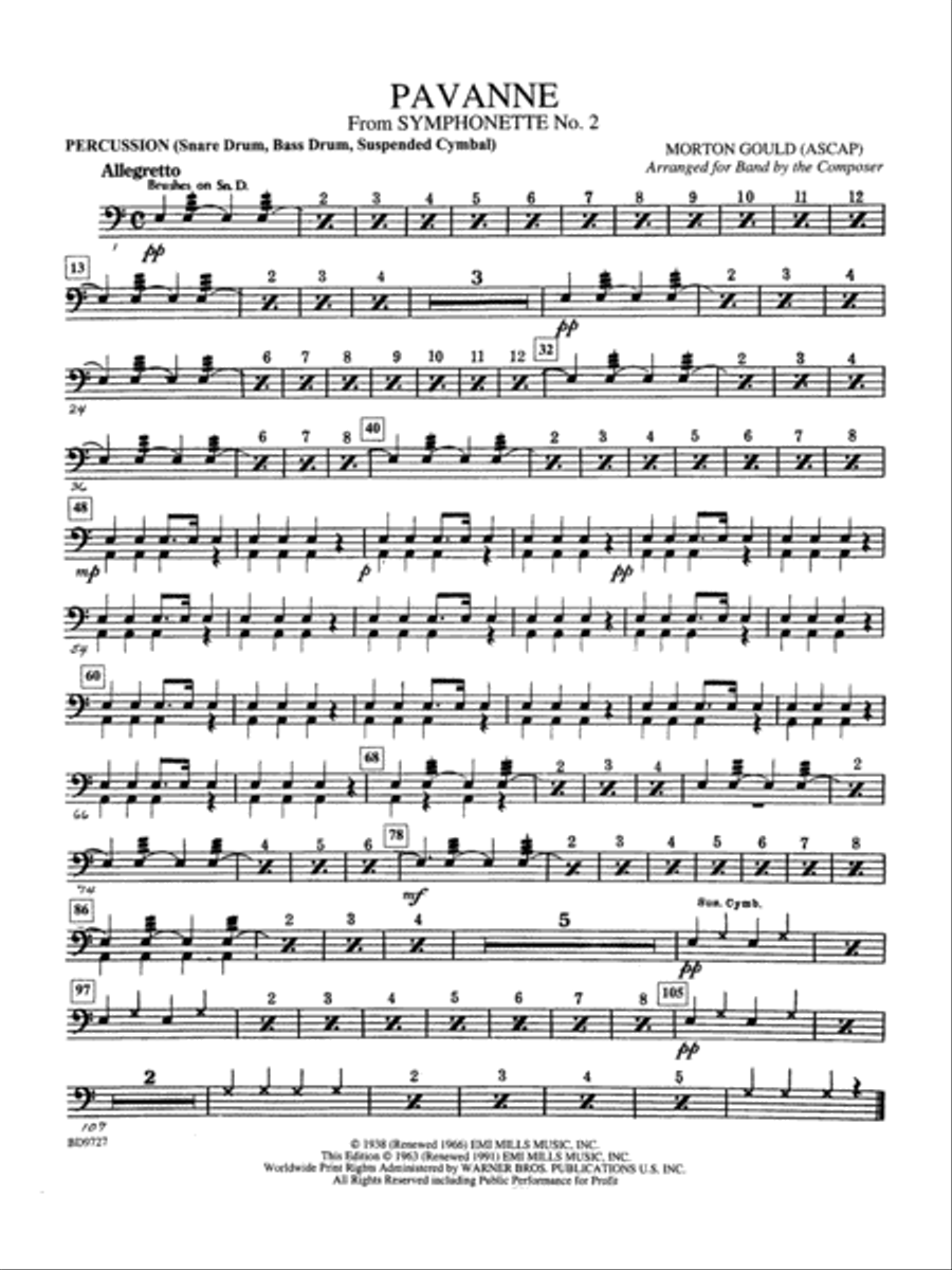 Pavanne (from Symphonette No. 2): 1st Percussion Concert Band scores gallery preview page 1