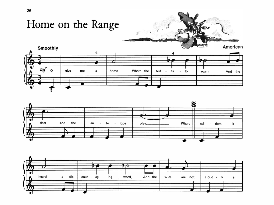 Home on the Range - Piano Solo with Lyrics (with Optional Duet Accompaniments) Piano scores gallery preview page 1
