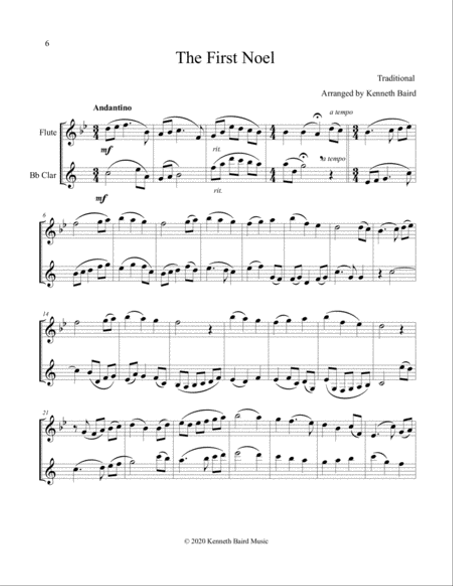 Christmas Duets - Volume 2 - for One Flute and One Clarinet Woodwind Duet scores gallery preview page 6