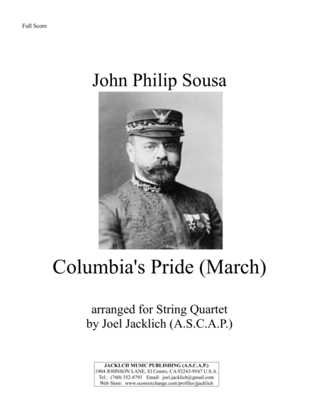 Columbia's Pride (March) for String Quartet image number null