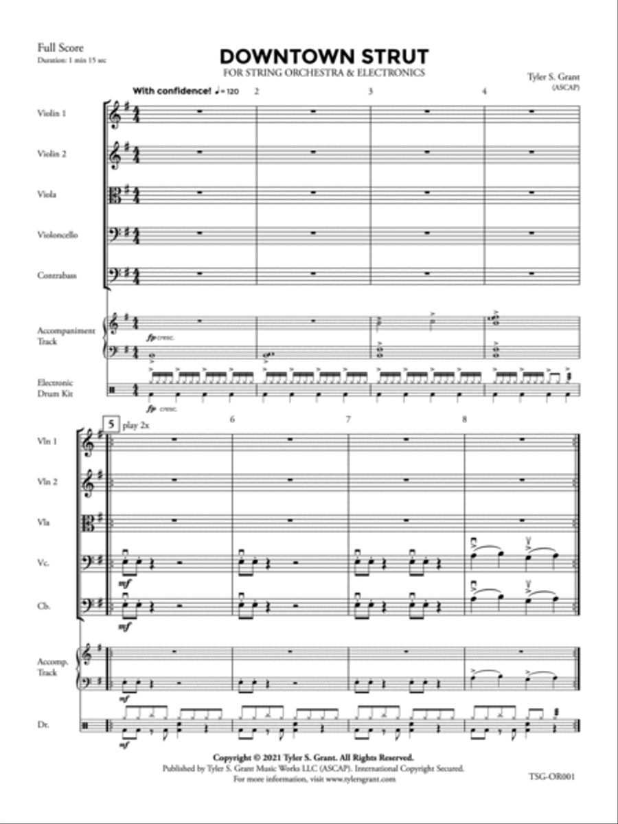 Downtown Strut: Score String Orchestra scores gallery preview page 3