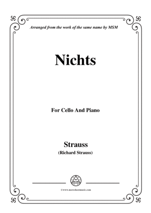 Book cover for Richard Strauss-Nichts, for Cello and Piano