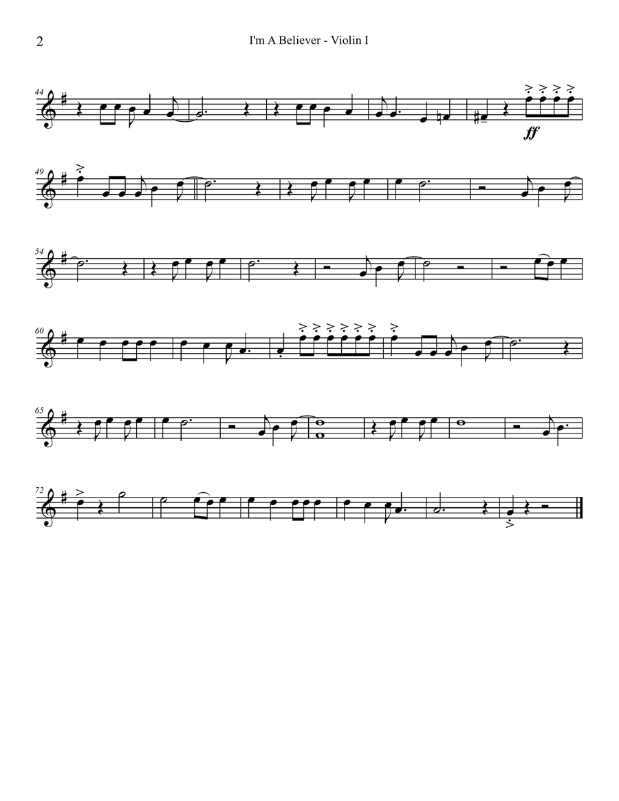 I'm A Believer String Quartet scores gallery preview page 2
