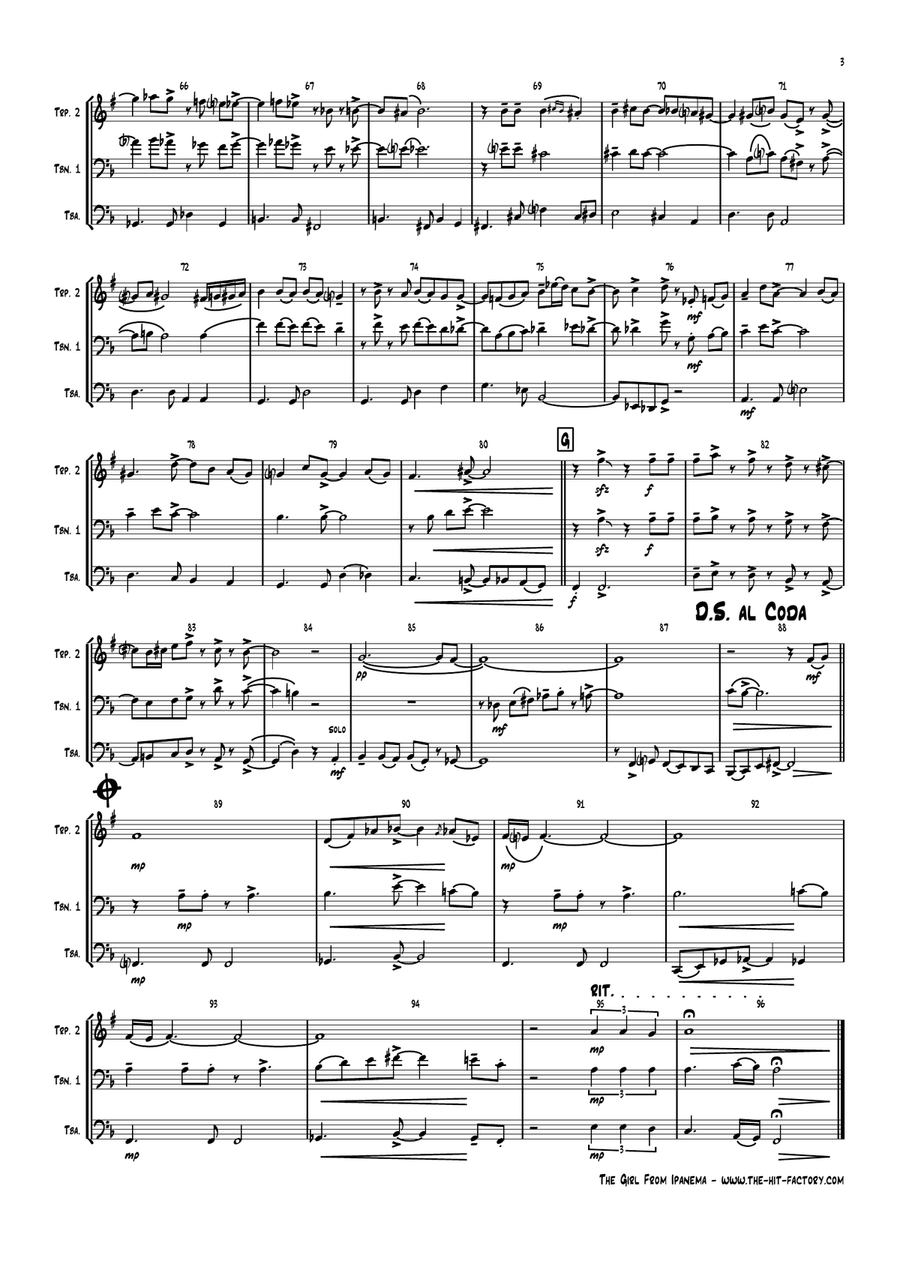 The Girl From Ipanema (Garota De Ipanema) Brass Ensemble scores gallery preview page 3