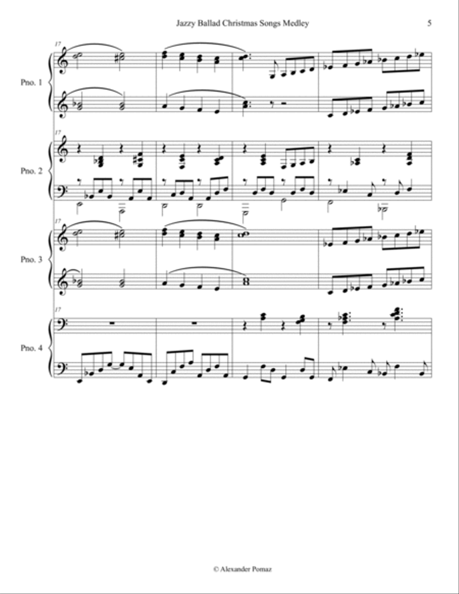 Jazzy Ballad Christmas Songs Medley - Alexander Pomaz - 8 Hands 2 Pianos Piano Duet scores gallery preview page 5