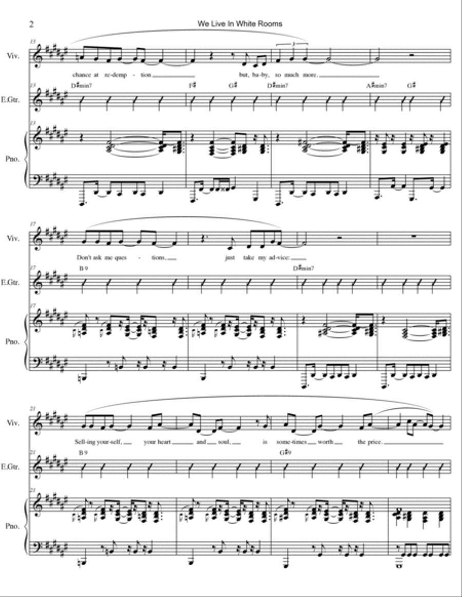 We Live in White Rooms Piano, Vocal, Guitar scores gallery preview page 2