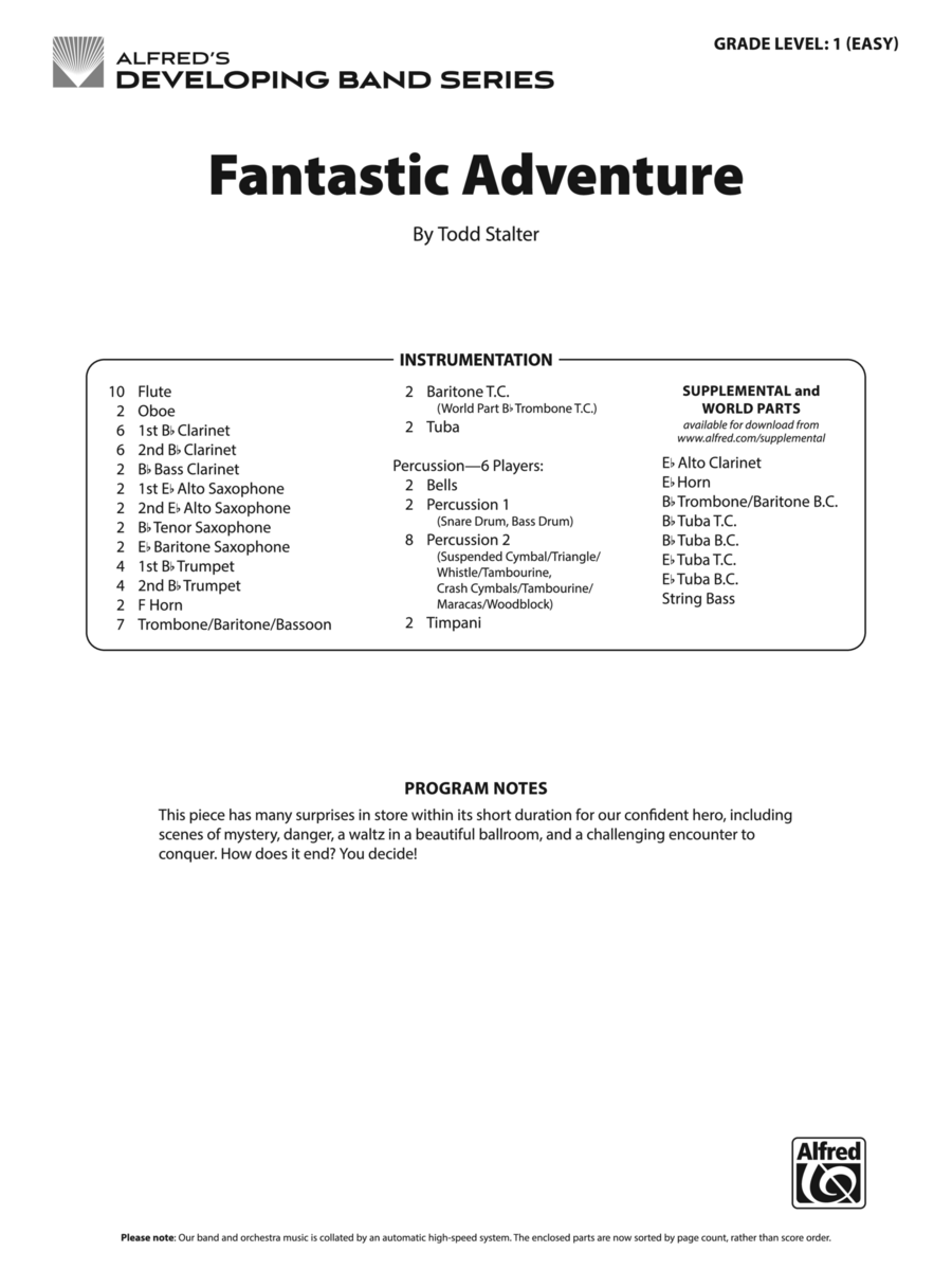 Fantastic Adventure: Score Concert Band scores gallery preview page 1