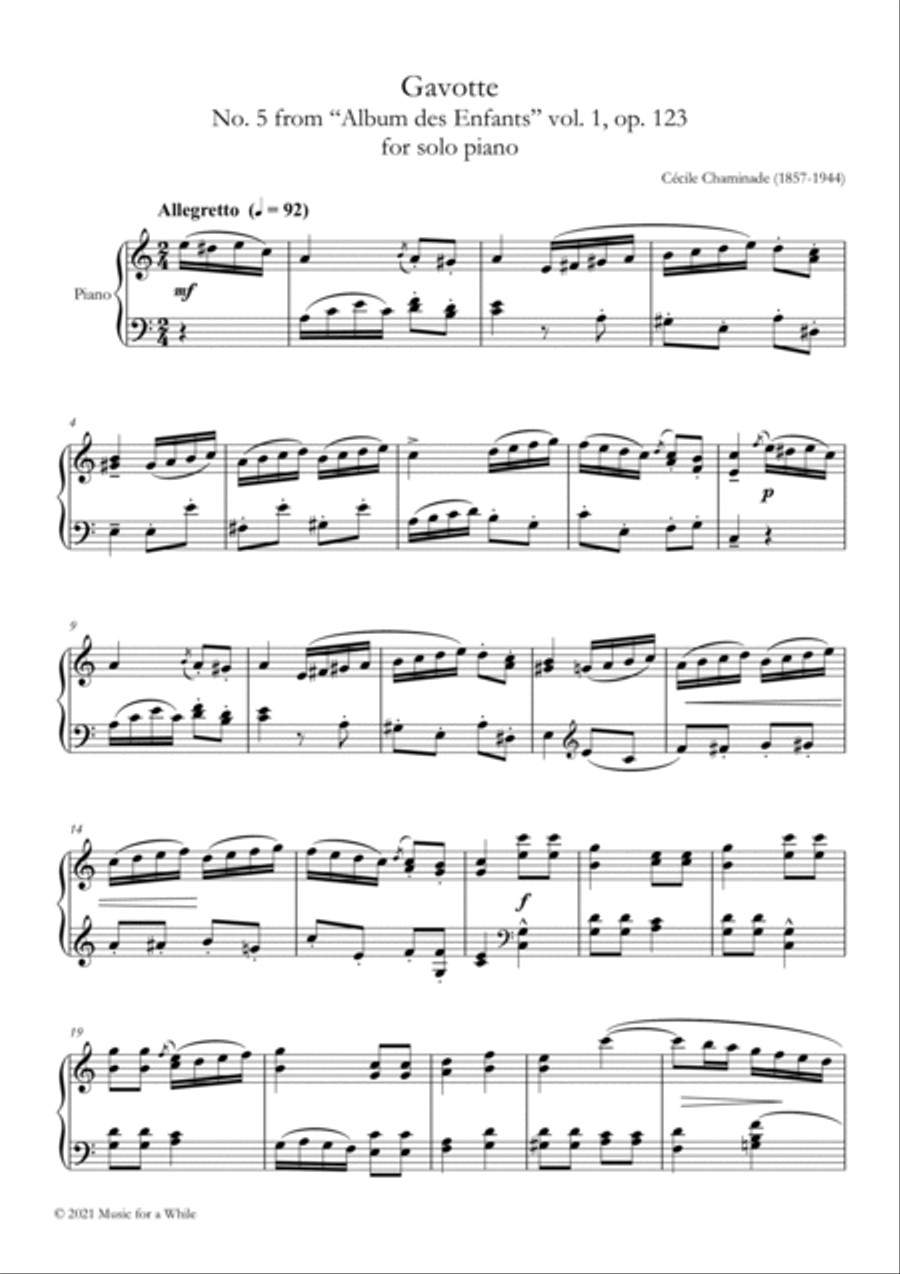 Cécile Chaminade - Gavotte op. 123 no. 5 for solo piano Piano Solo scores gallery preview page 2