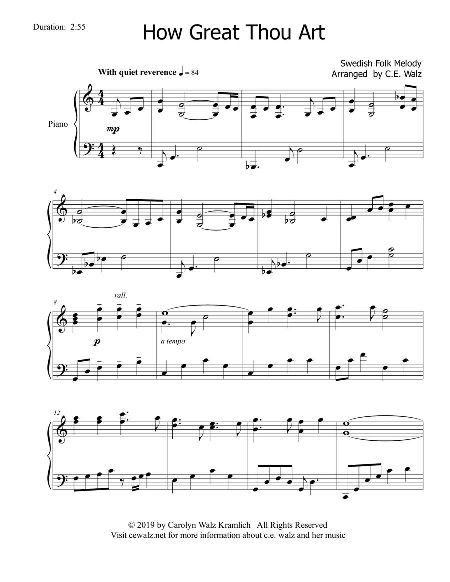 How Great Thou Art Piano Solo scores gallery preview page 1