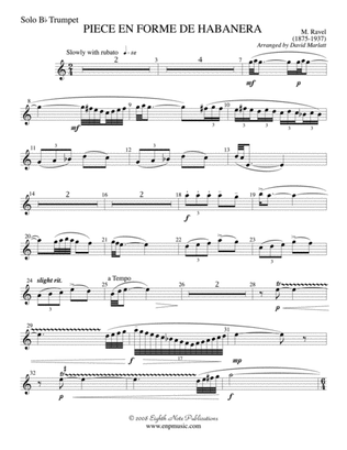 Piece en Forme de Habanera (Soloist and Concert Band): Solo B-flat Trumpet