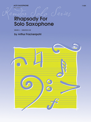 Book cover for Rhapsody For Solo Saxophone