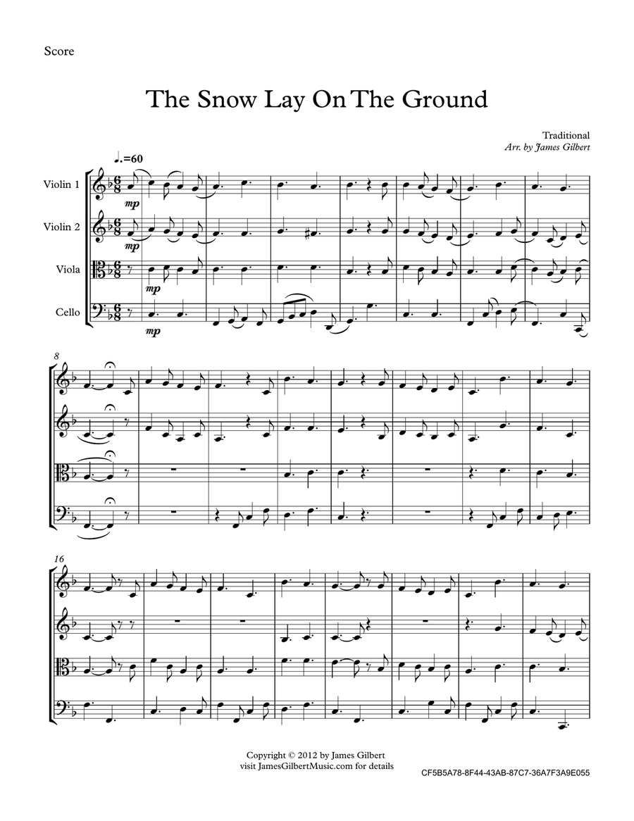 The Snow Lay On The Ground String Quartet scores gallery preview page 1