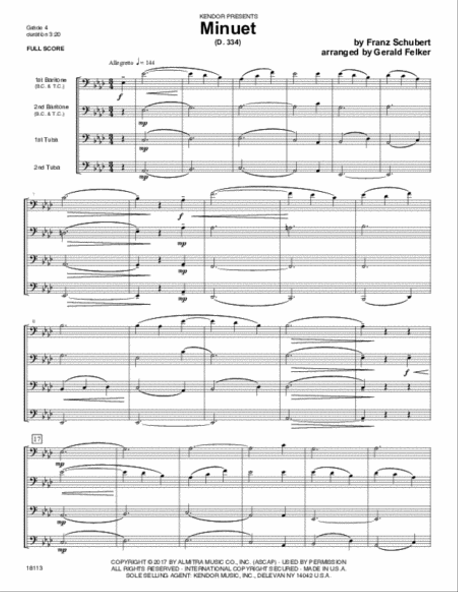 Minuet (D. 334) Euphonium Quartet scores gallery preview page 2